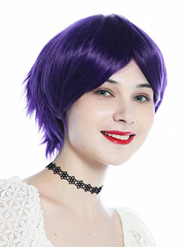 WIG ME UP - SZL0855-FP20/3737 Perücke Damen Unisex kurz glatt Scheitel dunkel Violett Lila Mix Cosplay