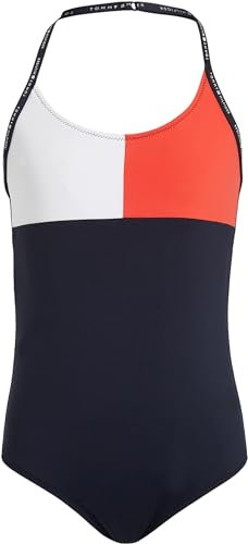 Tommy Hilfiger Traje de Baño para Niñas One Piece para Anudar al Cuello, Azul (Desert Sky), 10-12 Años