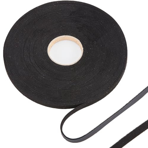 GORGECRAFT 10M Bracelet en Cuir Souple Noir 10Mm de Large Ruban de Coupe en Simili Cuir Grainé Litchi Bandes de Cuir PU Cordon en Cuir Plat pour Bricolage Artisanat Ceinture Bracelet Fabrication