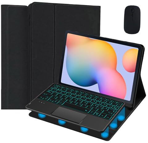 EHLCYS Funda con Teclado para Microsoft Surface Pro 7 Plus/Pro 7/ Pro 6/ Pro 5/ Pro 4 De 12,3 Pulgadas Tableta, Panel Táctil Retroiluminado De 7 Colores, Teclado Inalámbrico Desmontable con Ratón
