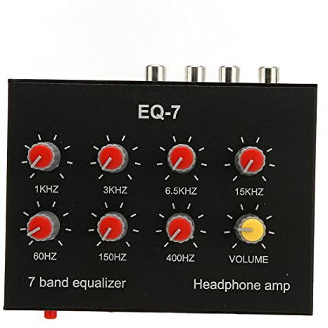 Cuifati 7-Band-Sound-Equalizer, Zweikanal-Digital-Equalizer mit Hoher Basseinstellung, Car-Audio-Grafik-Equalizer mit 3,5-mm-Schnittstelle, 60–400 Hz, 1–15 kHz, DC 5 V–12 V