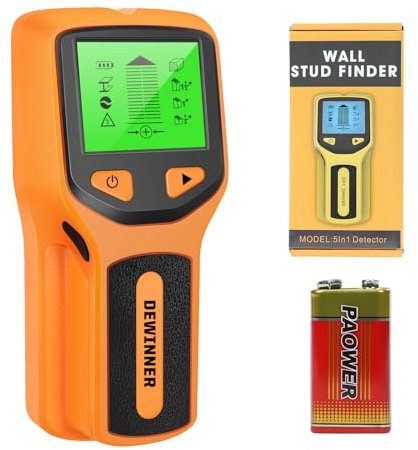 DEWINNER 5 in 1 Wall Detector Metal Detector Wall Detector with LCD Screen Amount Detector, Wall Scanner for Locating Metals, Wooden Dowels, AC Electrical Cables