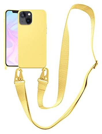 VooDirop Compatible with iPhone 6 6S 7 8 Case, iPhone SE 3 2022/ iPhone SE 2 2020 Case with Lanyard Crossbody iPhone Case with Strap Adjustable Silicone Phone Cover for iPhone, Lemon Yellow