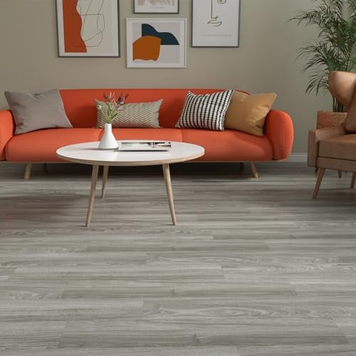 FLOREXP Vinyl Flooring - Lino Flooring,Peel & Stick Floor Tiles Self Adhesive Floor Tiles,2mm 7pcs Waterproof,for Kitchen Living Room Floor Plank(1 m²,Western Oak),