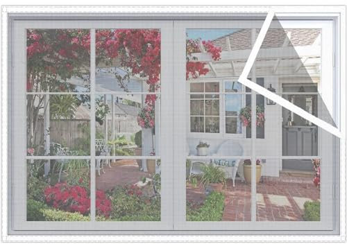 Fensterrollos mit Rahmen, Insektenschutz-Fenstervorhang mit Vollrahmen-Zauberbefestigung für Kellerfenster, Wohnzimmer, Terrassenfenster ohne Bohren, 75 x 180 cm, weiß