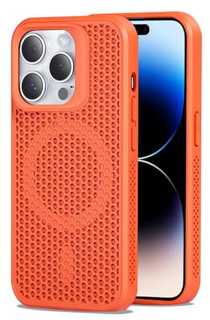 Dqtaoply for iPhone 14 Pro Max Case, Slim Shockproof Protection with Magnetic case Breathable Heat dissipation Phone Cover for iPhone 14 Pro Max - Orange