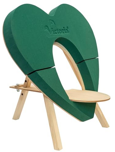 Creativery Nass Steckschaum Herz 47x40x5cm mit Eco Urnen Podest & Ständer H.51cm - für Profi Floristen & Hobby Bastler - umweltfreundlicher Frischblumen Steckschwamm Groß - Floristikbedarf - Grün