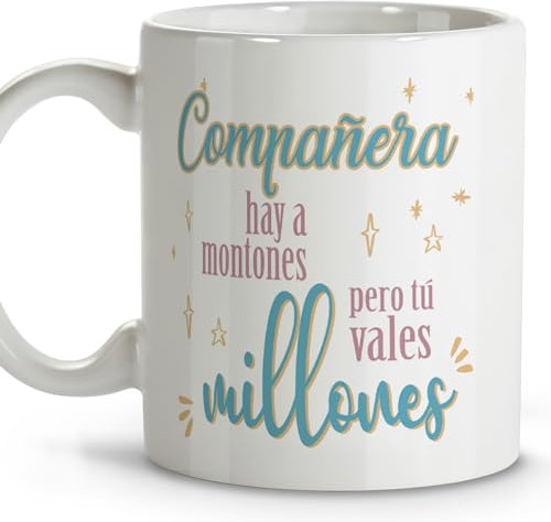 LolaPix Regalos compañeros de trabajo. Tazas originales para regalar. Regalo compañera trabajo. Regalo amiga. Taza cerámica 330 ml. FBA 2024