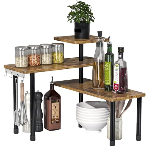 KMQRDZi Estantería esquinera de cocina, estante de esquina para cocina, baño, esquina de mesa, multinivel, tridimensional, ahorro de espacio, estante para especias, estante cosmético, soporte para