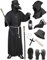 Geplaimir Pestdoktor Kostüm Herren Pestarzt Karneval Kostüm Plague Doctor Cosplay Outfit mit Pestmaske Zepter Hut Handschuhe Mittelalter Steampunk Pest Kostüm für Halloween Fasching G072XXXL