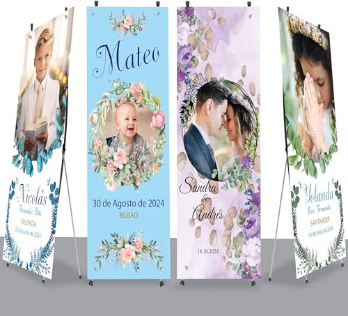 Photocall X-Banner de 80 x 180 cm - Cartel Personalizado para Fiestas, Eventos, Bodas, Bautizos o Cumpleaños