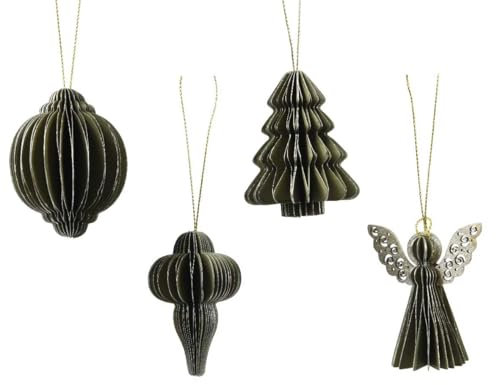 LS-LebenStil 4X Wabenball Grün Rosmarin 6x6cm Papier-Kugel Dekohänger Weihnachten Baumschmuck Weihnachten Baumschmuck Honeycomb Papier Christbaumschmuck