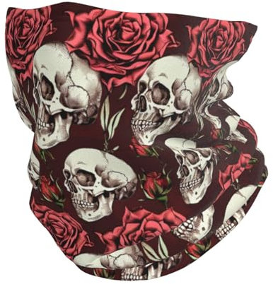 Cache-cou d'hiver élastique réglable avec imprimé tête de mort rose, tour de cou multifonction pour homme et femme, unisexe, Noir , Taille unique