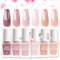 DMQ Nude Pink Nail Polish Sets, 6 Colors Quick Dry Nail Varnish Kit, All Season Pastel Milky French Nail Gel for Women Girls Nail Art DIY Manicure Home - No Need Cure