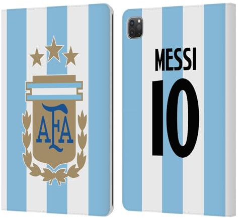 Head Case Designs Offizielle Argentina National Football Team Lionel Messi 2024/25 Spieler-Heimtrikot 1. Gruppe Leder-Wallet-Hülle Kompatibel mit Apple iPad Pro 11 2020/2021 / 2022