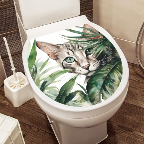 Toilettenaufkleber Toilettensitz Deckel Selbstklebend Wasserdichte PVC Badezimmer WC-Sitz Aufkleber Kreative Tier- und Blumenmuster Stickers Oval Form Größe 35 * 40cm (SPZ-WC24043)