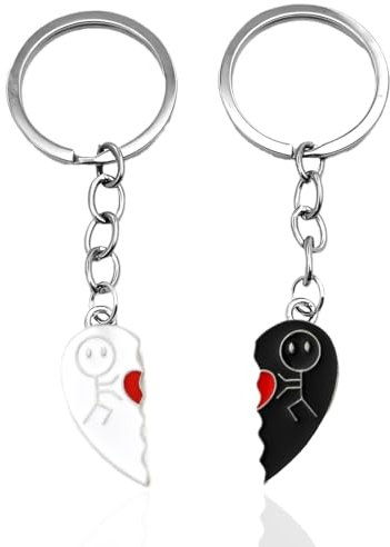 JEYORZY 2 pcs Porte Clef Couple, drôle Smiley Figurine de visage langue des signes porte-clés doigt Stickman mignon tendance sac clé de voiture pendentif Couple cadeau porte-clés, Idée Saint Valentin