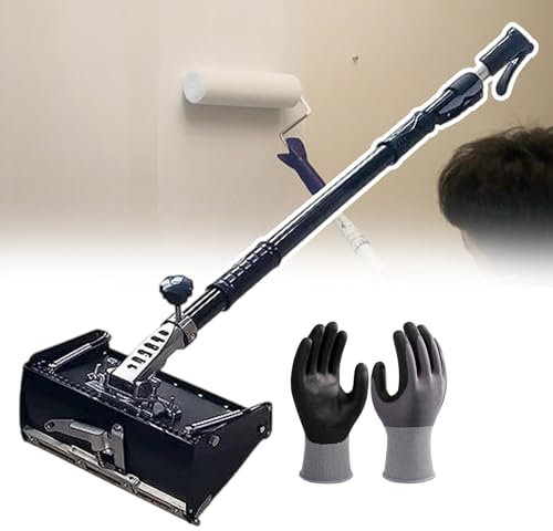 pedenencelia Coffret De Finition Plat pour Cloisons Sèches,Outils De Couteau pour Cloisons Sèches,Lame D'Écrémage pour Cloisons Sèches,avec Tige Rétractable 42-65 Pouces Et Une Paire Gants,22cm/8in