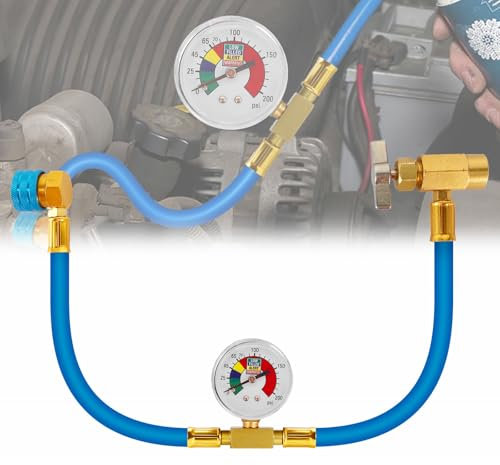 UNISOPH Kältemittel R1234YF Füllschlauch, Klimaanlagen-Kältemittel-Füllschlauch Mit ManometerR1234YF Auto-Klimaanlagen-Gasfüllset Zum Befüllen Von Klimaanlagen-Kältemittel