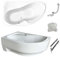 ECOLAM Baignoire d'angle Wela 150 x 100 cm gauche + tablier | oreiller Mare | pieds siphon set complet