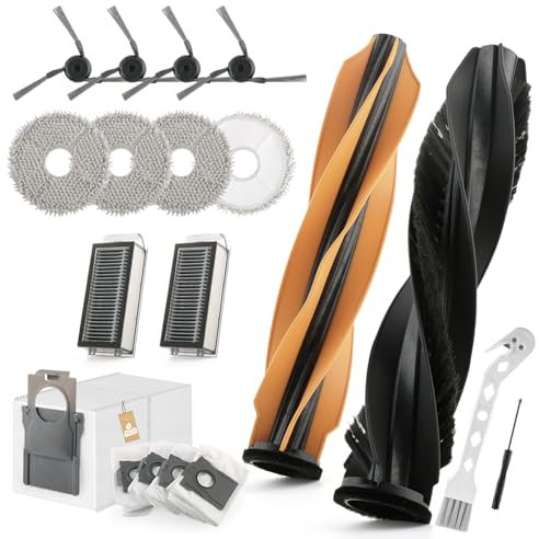 18PCS Kit D'accessoires pour Dreame X50 Ultra Complete/L50 Pro Ultra/X50 Master Aspirateur Robot avec 2 Brosses Principales, 4 Brosses Latérales, 4 Chiffon, 2 Filtres, 4 Sacs(Remplacer XX)