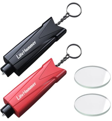 CATOR 2 Pcs Marteau de Sécurité pour Voiture, Brise Vitre avec Outil de Coupe Ceinture et Marteau de Sauvetage pour Les Bus, avec Socle, Nouveau Marteau d'urgence pour Voiture pour Sauver des Vies