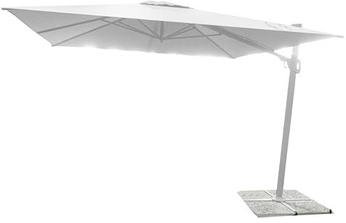 Sicignano Sonnenschirm mit Aluminiumrahmen, Polyester-Plane 250 g/m², einziehbarer Verschluss mit Kurbel, höhenverstellbar, für Garten, Bar, Restaurant (Weiß, 3 x 3 m, nur Sonnenschirm), Weiß, 3x3 mt