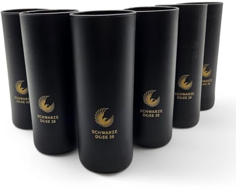 28 Black Longdrink Gläser 22cl – Bambi Edition | Matt Schwarz | Exklusiver, stylischer schwarzer Trinkbecher im Dosen-Design – Ideal für Partys & Events