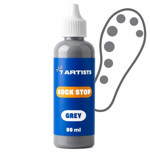 7 Artists Sock Stop Pintura Textil Gris 80 ml – Pintura Textil Permanente y Lavable para Antideslizante Calcetines | Pintura Tela para Grip Socks, Pilates Socks, Yoga Socks