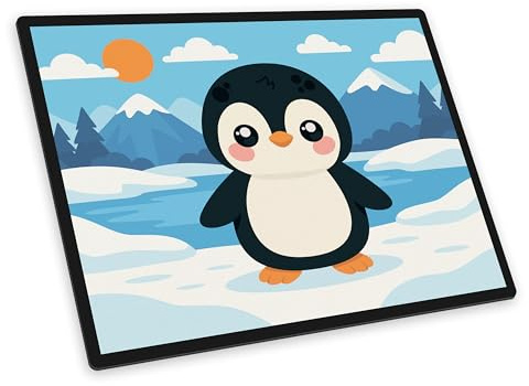 itenga Schreibtischunterlage mit Motiv - Tiermotive Kawaii Design - abwischbar rutschfest glatt 40x53cm Schreibunterlage Bastelunterlage für Kinder Mädchen und Jungen (Pinguin)