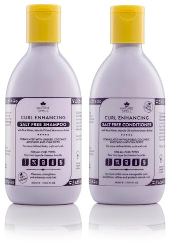 Nature Spell Lockenpflege-Set, Lockenverstärkendes Shampoo & Spülung für lockiges Haar, Für Definition & Volumen, Sulfatfrei & Vegan, 2 x 300 ml