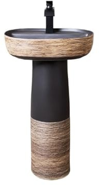 Classique Lavabo sur colonne de salle de bain avec bonde, lavabo autoportant en céramique sans robinet Pratique