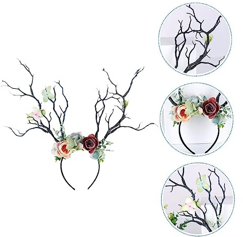 Weihnachts Haarreif Geweih Gewebe Navy Halloween Feier Kopfschmuck | Festliche Deko für Kostüme, Auffälliger Look, Haaraccessoire für Mädchen, Weihnachts und Halloween Events