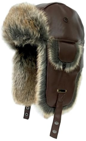 HEYANN Ushanka Trappermütze Russische Fliegermütze für Herren und Damen | Winter Trapper Mütze mit Kunstpelz Russische Künstliches fellleder Fliegermütze Ushanka Warme mit Ohrenklappen