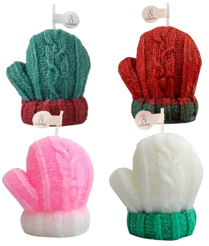 4 Stück Weihnachts-Teelichter,handgefertigt, Baumkerzen für Weihnachten, Weihnachtsdekoration Duft Kerzen Heimdekoration, Neujahr Geschenke (Bunt)