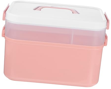 Gogogmee Portable Large Nail Polish Storage Box with Compartments, Pink Nail Art Supplies Toolbox for Professional Manicure and Gel Polish Organization