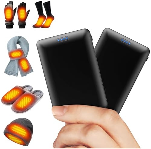 HotokGoo 2 Stück 5000mAh Akku-Pack für beheizbare Handschuhe Socken Hausschuhe Mütze Schals – 5V2A DC & USB wiederaufladbarer Ersatzakku für Heizkleidung