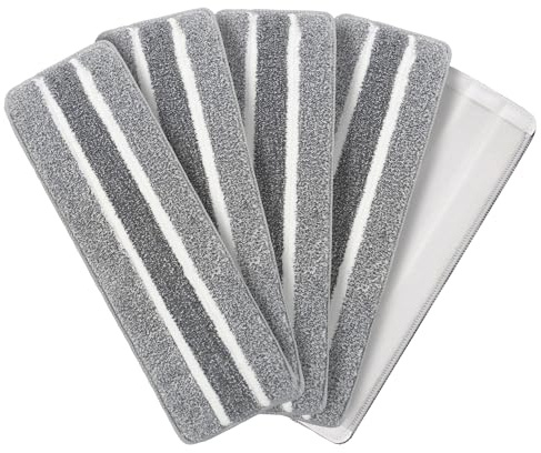 Cleansage HydraPro Microfibre Mop Heads Replacement, Grey/White, Machine Washable, Reusable Flat Mop Pads, 5 Pack