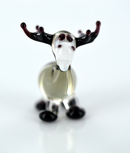 Unbekannt Elch - Miniatur Glasfigur 2- Mini Figur aus Glas - Deko Setzkasten
