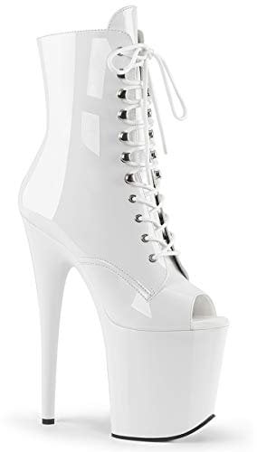 Pleaser Damen Flamingo-1020 Stiefel, Lack Weiß, 38 EU