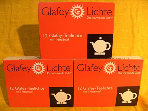 Glafey Teelichter Nr.38,12er Pack + EIN Odeon Napf, Brenndauer 8 Stunden, Gastronomie, Teelichte, Wachs