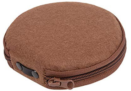 ELEZAY Small CD Case Round Felt 20 Capacity CD Storage Wallet DVD Disc Holder Brown