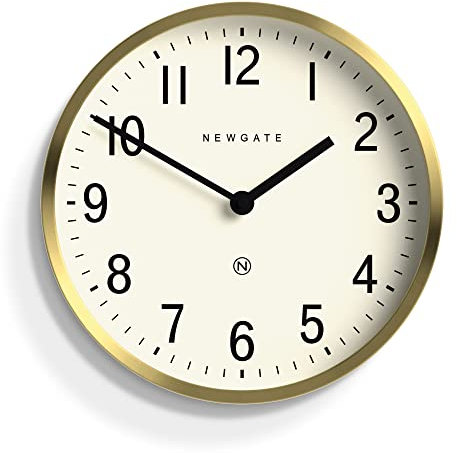 Newgate® Master Edwards orologio da parete | Orologio in stile metà secolo | 30cm | Cassa profonda in metallo con finitura ottone/oro | Design retrò moderno per cucina, soggiorno o ufficio