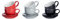 Argon Tableware 12 Piece Coloured Cappuccino Cup & Saucer Set - Modern Stoneware Tea & Coffee Cups - 250ml - Lancashire