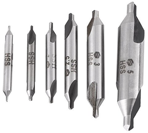 6Pcs Centering Drill Bit Set 60 Degree High Speed Steel Centering Drills Set Countersink Lathe Tool Bit 1mm 1.5mm 2mm 2.5mm 3mm 5mm