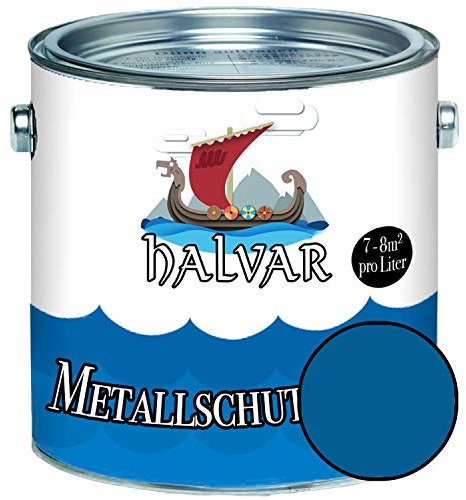 Halvar Metallschutzlack MATT Blau RAL 5000-5024 Metallfarbe besonders robuster Kunstharzlack Wetterbeständig & perfekter Langzeitschutz Metall (2,5 L, RAL 5005 Signalblau)