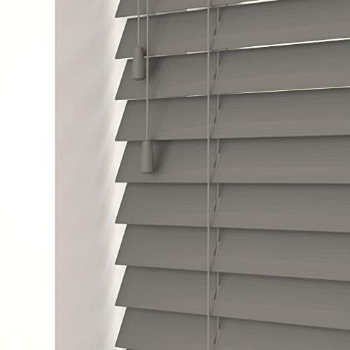 New Edge Blinds - Custom Venetian Blinds with Strings - Fine Grain Faux Wood - Cut to Fit, Upto 90cm x Upto 120cm - Made to Measure for Bedrooms, Bathrooms or Kitchens