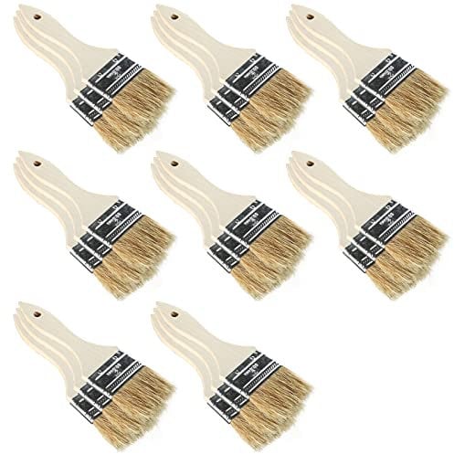 Chip Paint Brushes 2 Inch/50.8mm, 24 Pack Reusable Small Bristle Paint Brushes with Wooden Handle for Trim, Stain, Glues, Gesso in Painting and Varnishing Projects