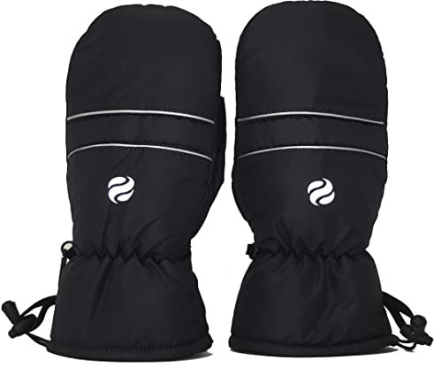 Surprizeshop Winter-Golfhandschuhe,linke und rechte Hand,Universal-Haltegurt für Golftrolley,wind- und wasserdicht,Einheitsgröße mit verstellbarem Knebel,weiches warmes Fleece-Futter (schwarz)