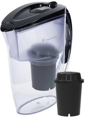 pH Refresh Alkaline Water Pitcher with Long-Life Filter – Alkaline Water Filter – Water Filtration System – High pH Alkaline Water Dispenser, 84oz, 2.5L(Black)